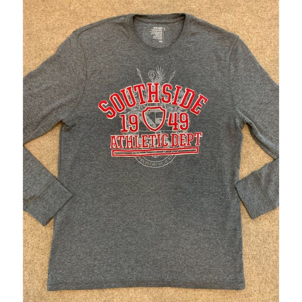 Old Navy Shirt Mens L Thermal Waffle Knit Southside Athletic Retro Long Sleeve